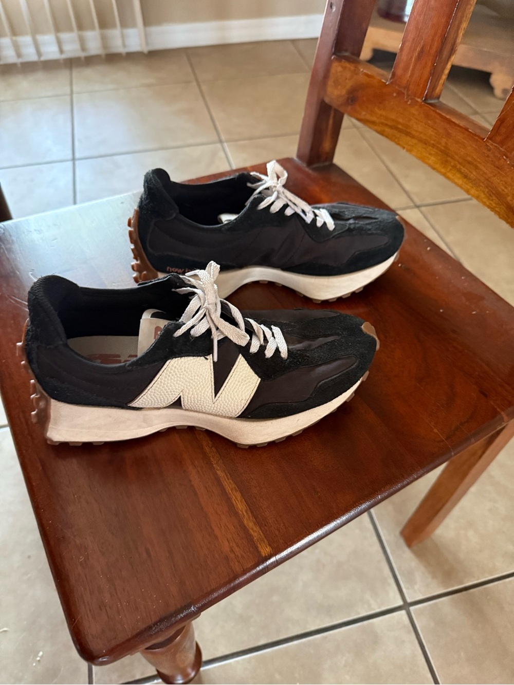 New Balance Black and White 327 Sneakers